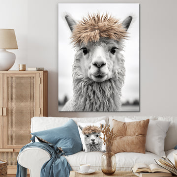 Curious Alpaca - Beige Alpaca Wall Art